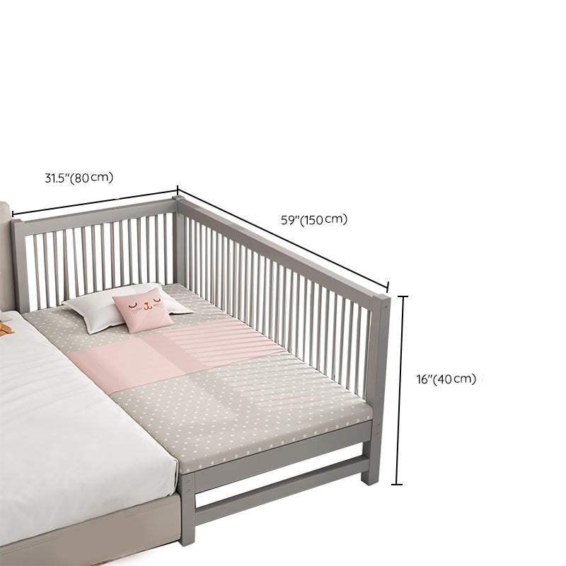 Scandinavian Wood Baby Crib Gray Wood Beech Nursery Crib with Guardrail