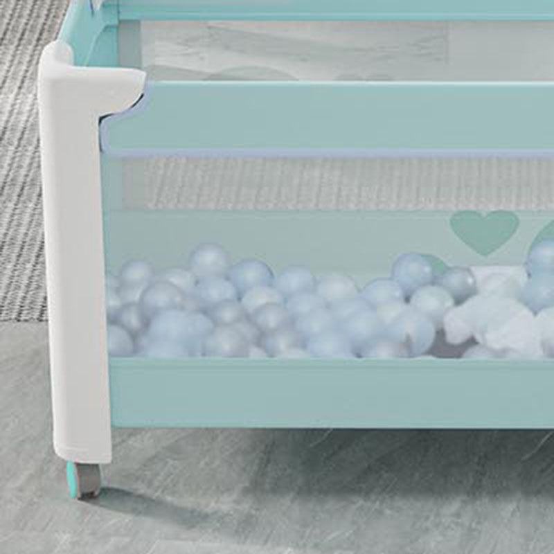 Blue Coir Fiber Baby Crib Portable Modern Folding Crib with Storage