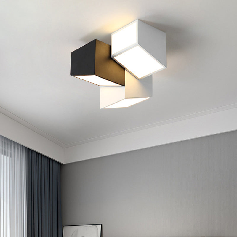 Metal Geometric Flush Light Modern 3 Lights Flush Mount Ceiling Light