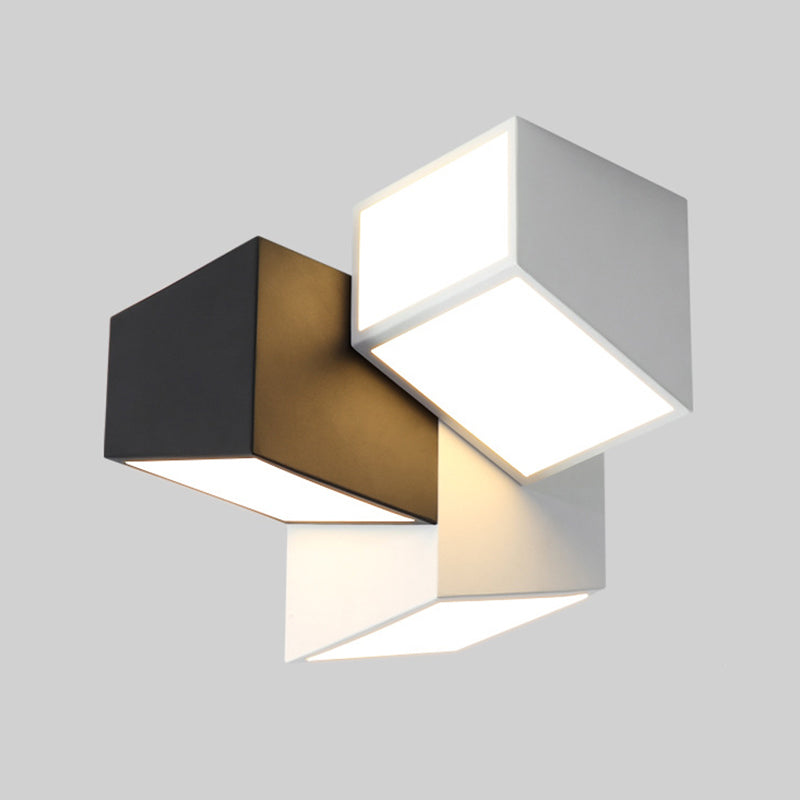 Metal Geometric Flush Light Modern 3 Lights Flush Mount Ceiling Light