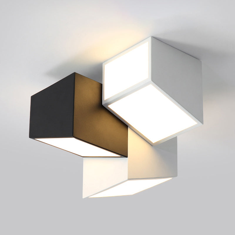 Metal Geometric Flush Light Modern 3 Lights Flush Mount Ceiling Light