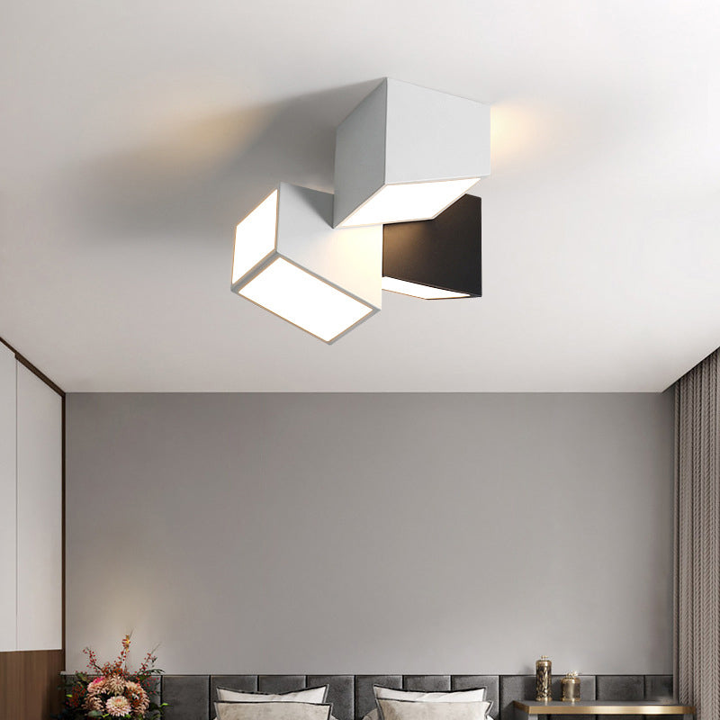 Metal Geometric Flush Light Modern 3 Lights Flush Mount Ceiling Light