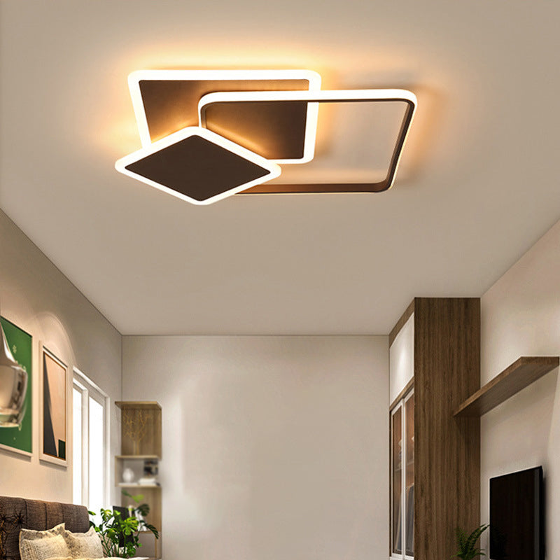 Metal Geometric Shape Flush Mount Light Modern-Style 3 Lights Flush Ceiling Light