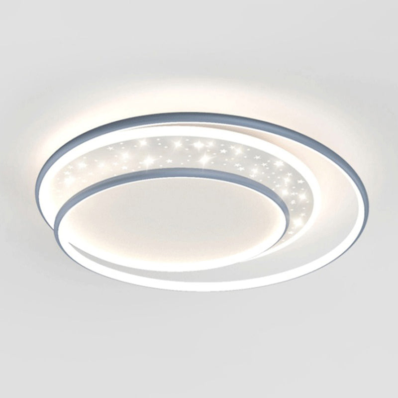 Metal Round Shape Flush Mount Light Modern-Style 2 Lights Flush Ceiling Light