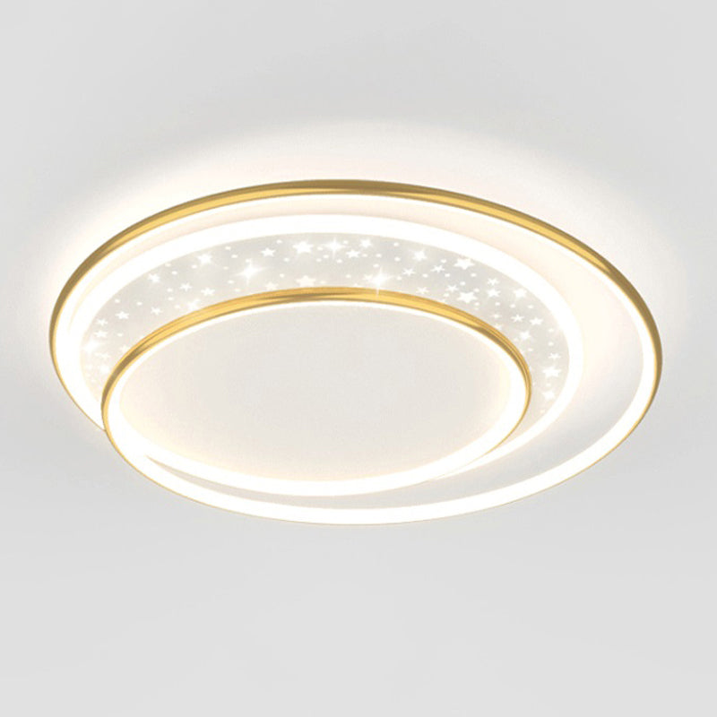 Metal Round Shape Flush Mount Light Modern-Style 2 Lights Flush Ceiling Light