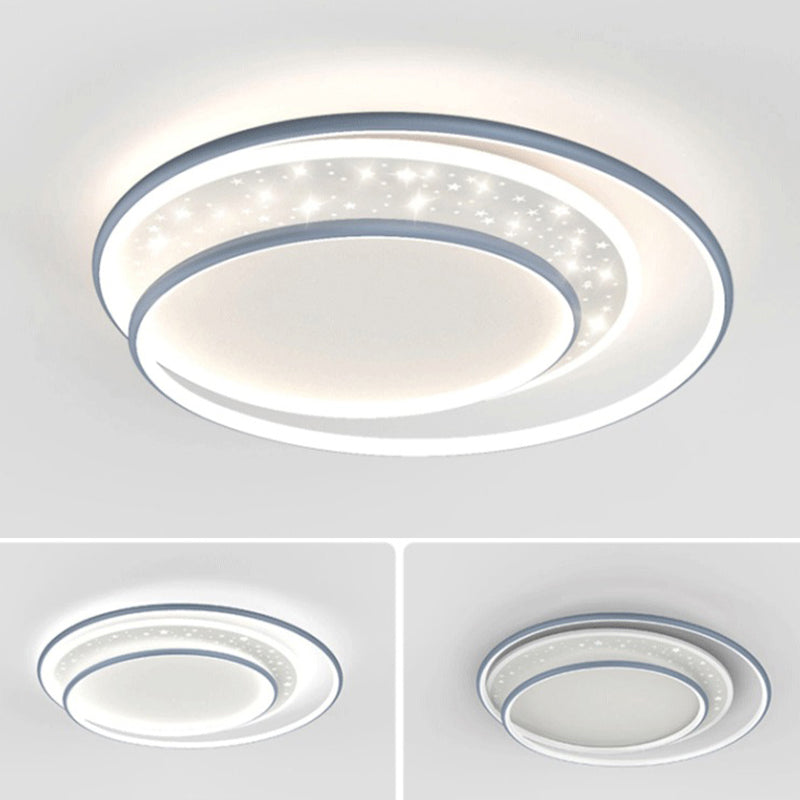 Metal Round Shape Flush Mount Light Modern-Style 2 Lights Flush Ceiling Light