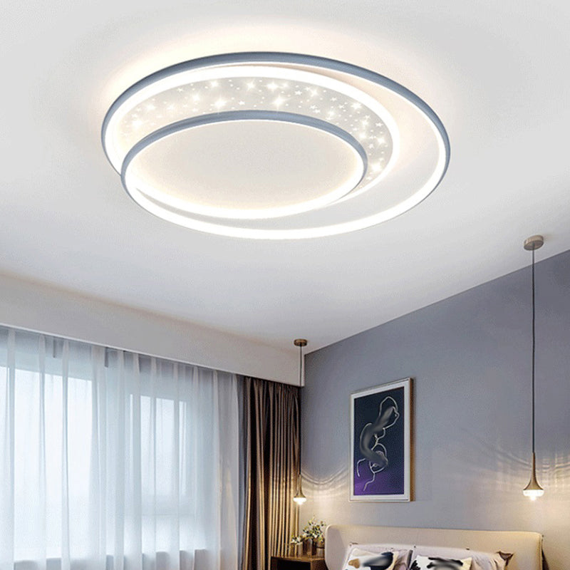 Metal Round Shape Flush Mount Light Modern-Style 2 Lights Flush Ceiling Light