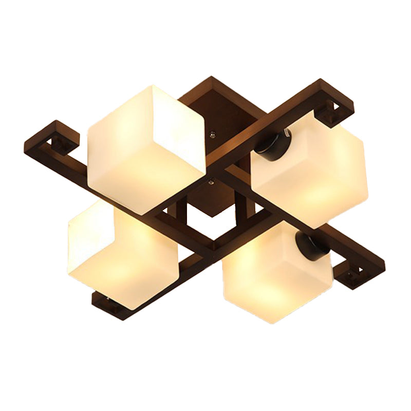 Modern Simple Wooden Ceiling Light Geometry Shape Ceiling Lamp for Living Room