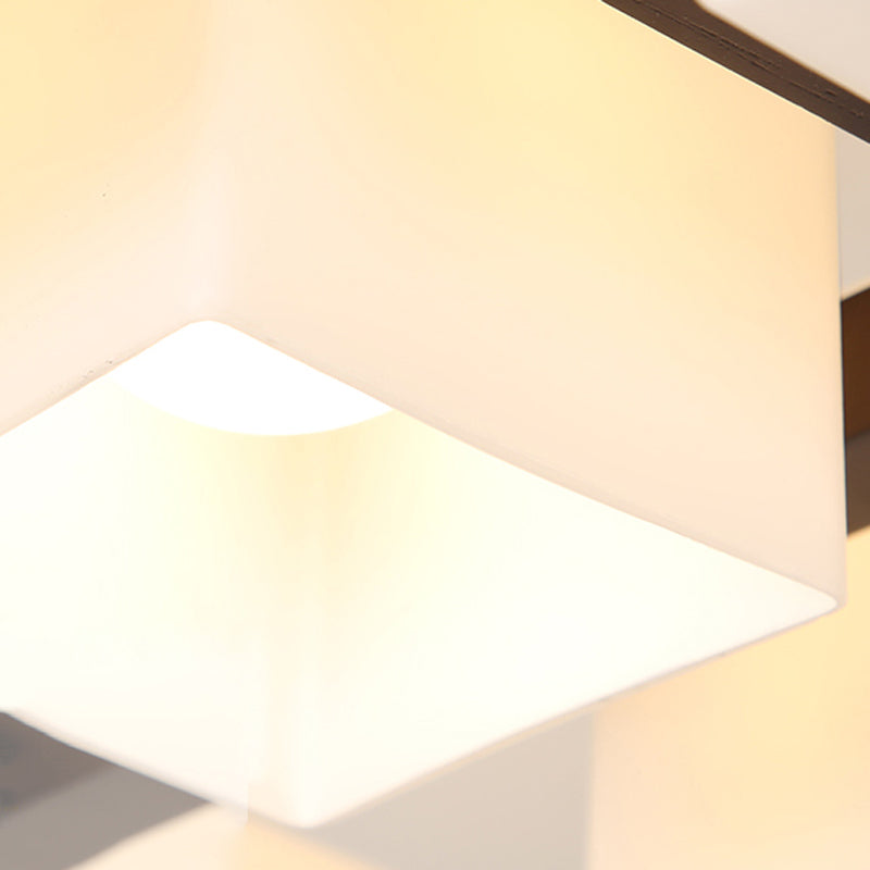 Modern Simple Wooden Ceiling Light Geometry Shape Ceiling Lamp for Living Room