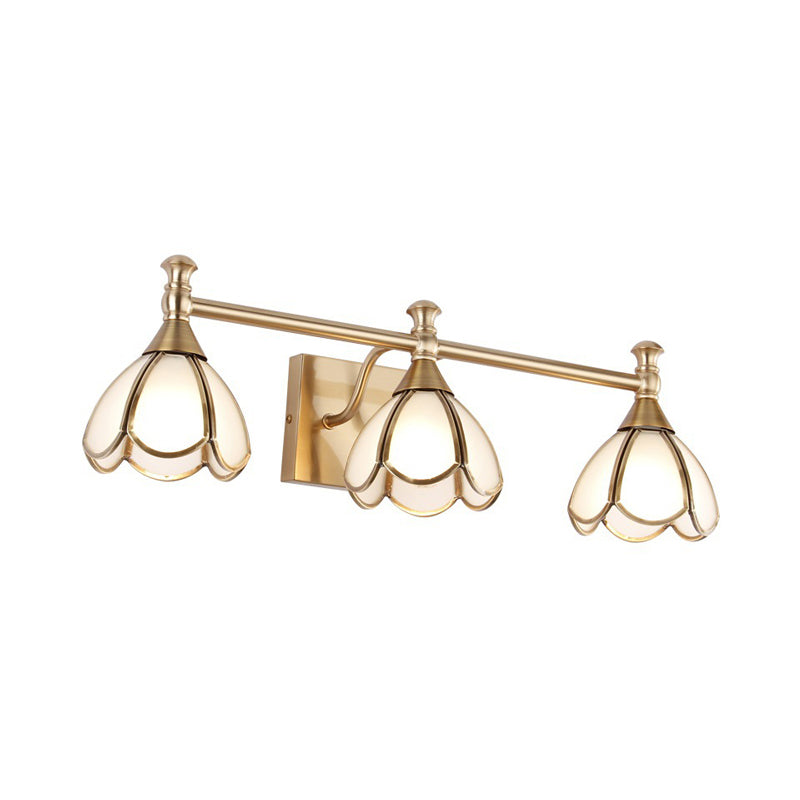 Golden 3-Light Modern Bathroom Vanity Light Shaded Metallic Bath Bar