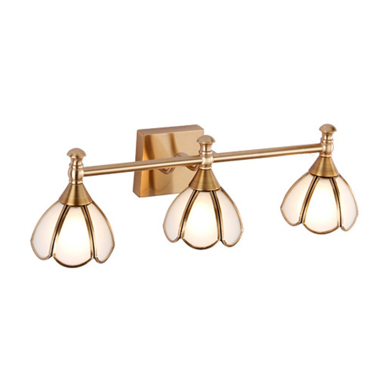 Golden 3-Light Modern Bathroom Vanity Light Shaded Metallic Bath Bar