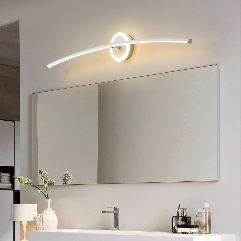 Contemporary Single Bathroom Vanity Light LED Bath Bar in White/Black Finish