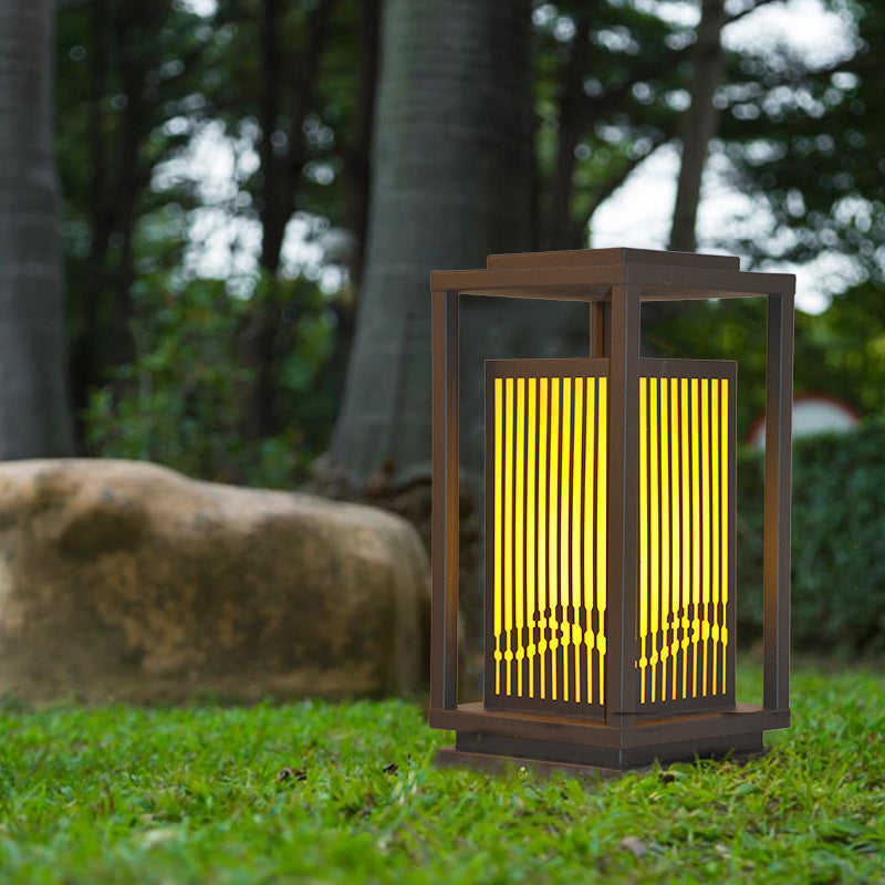 Modern Simple Outdoor Light Rectangle Shape Solar Energy Pillar Lamp for Courtyard