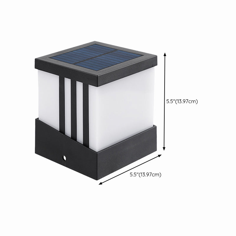 Modern Simple Outdoor Light Cube Shape Solar Energy Pillar Lamp for Outdoor