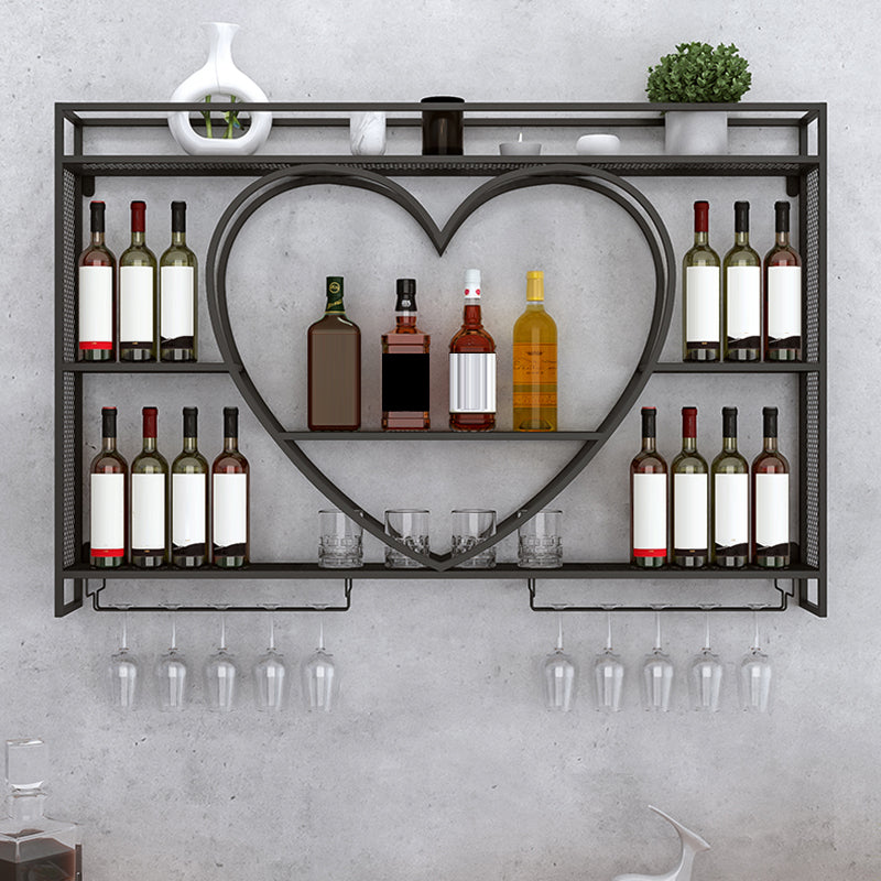 Metal Wine Holder Rack Wall Mounted Wine Shelf with Storage Shelves