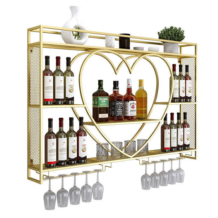 Metal Wine Holder Rack Wall Mounted Wine Shelf with Storage Shelves