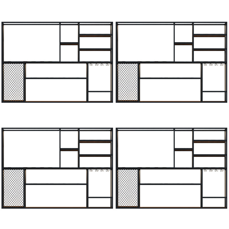 Metal and Wood Wine Holder Rack Wall Mounted Wine Racks in Black