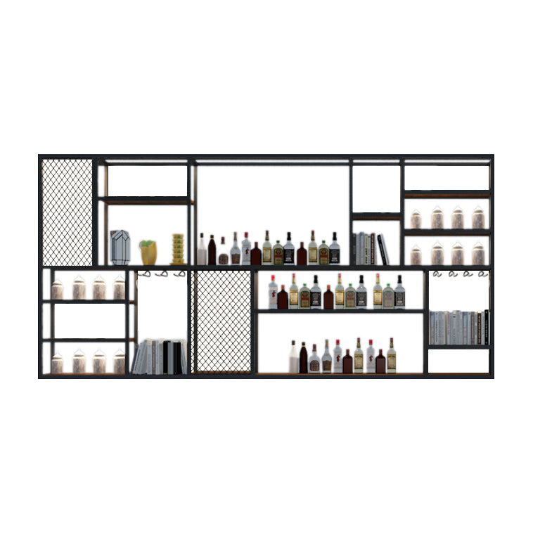 Metal and Wood Wine Holder Rack Wall Mounted Wine Racks in Black