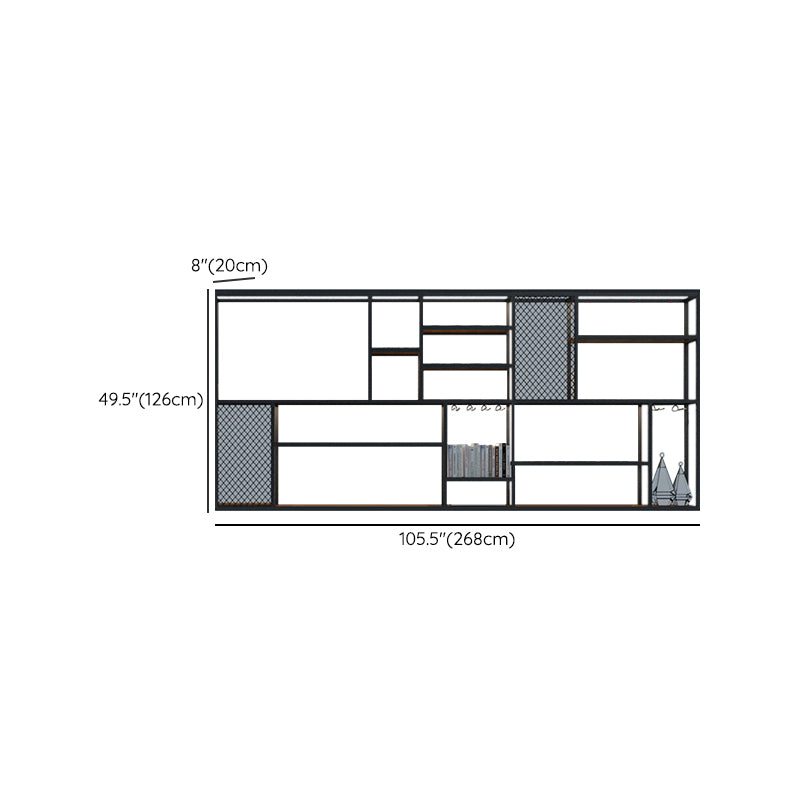 Metal and Wood Wine Holder Rack Wall Mounted Wine Racks in Black