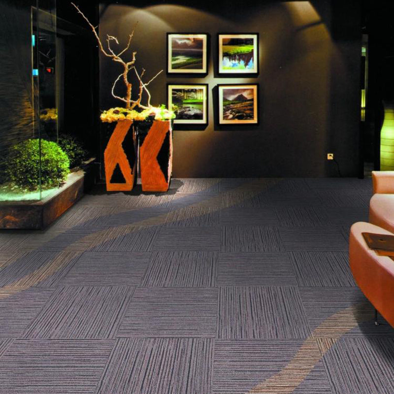 Loose Lay Indoor Carpet Tiles Dark Color Non-Skid Level Loop Carpet Tile