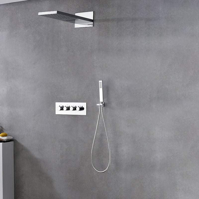 Modern Shower Head Combo Brass Slide Bar Included Wall Mounted Shower System