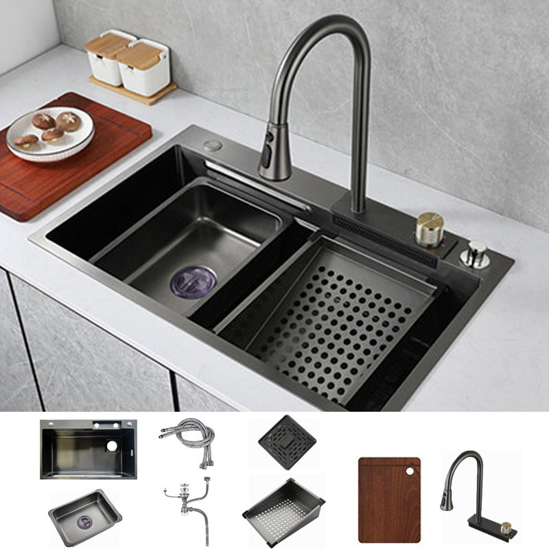 Contemporary Kitchen Sink Stainless Steel Single Bowl Kitchen Sink with Basket Strainer