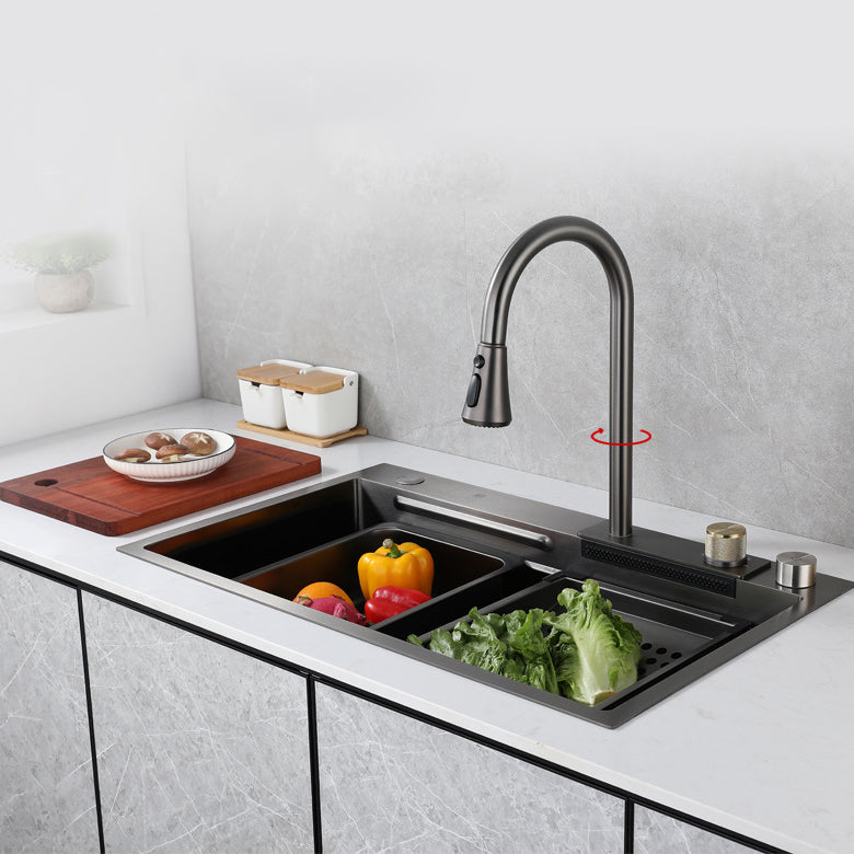 Contemporary Kitchen Sink Stainless Steel Single Bowl Kitchen Sink with Basket Strainer