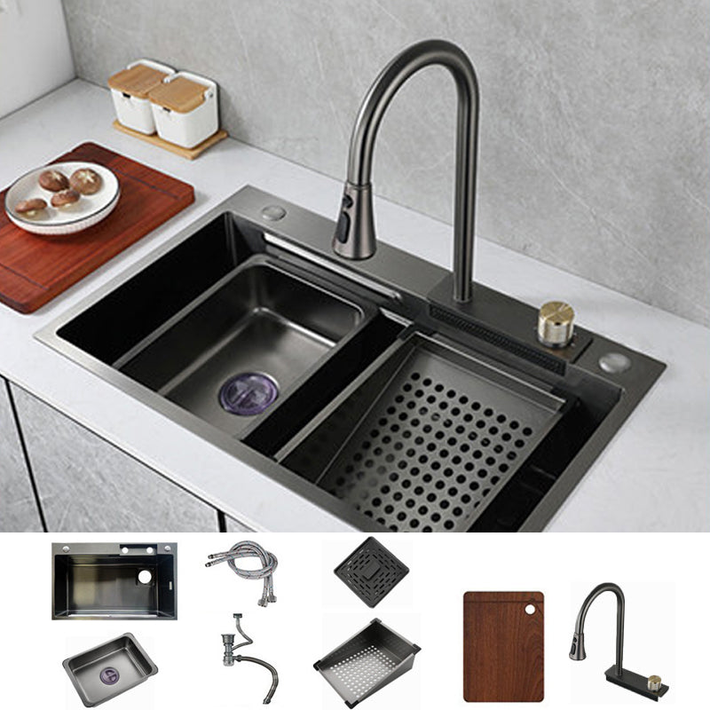 Contemporary Kitchen Sink Stainless Steel Single Bowl Kitchen Sink with Basket Strainer