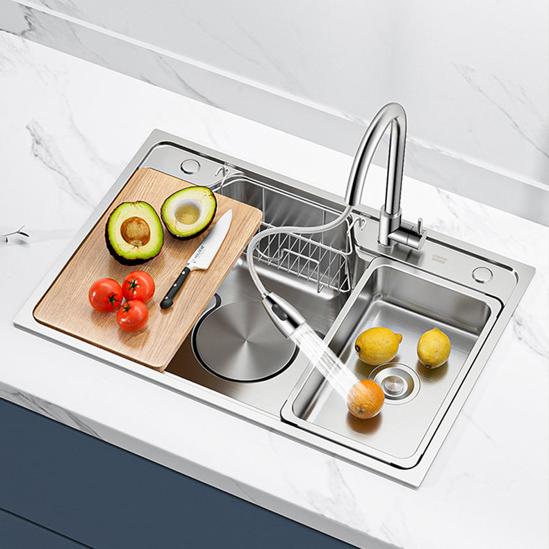 Contemporary Style Kitchen Sink Stainless Steel Drop-In Rustproof Kitchen Sink