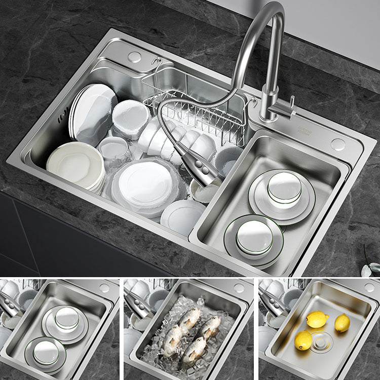 Contemporary Style Kitchen Sink Stainless Steel Drop-In Rustproof Kitchen Sink