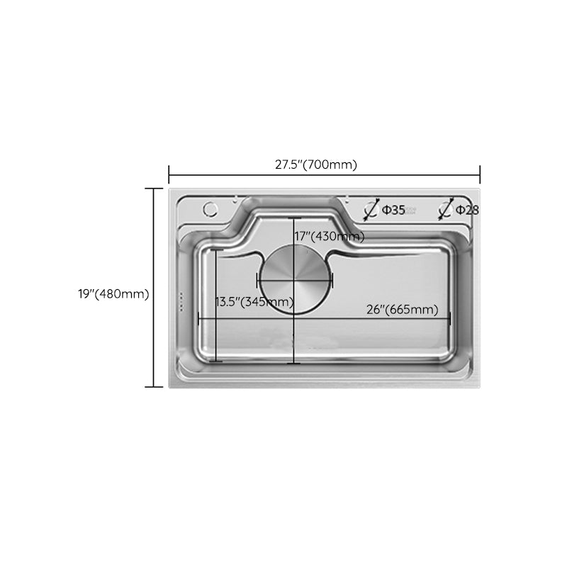 Contemporary Style Kitchen Sink Stainless Steel Drop-In Rustproof Kitchen Sink