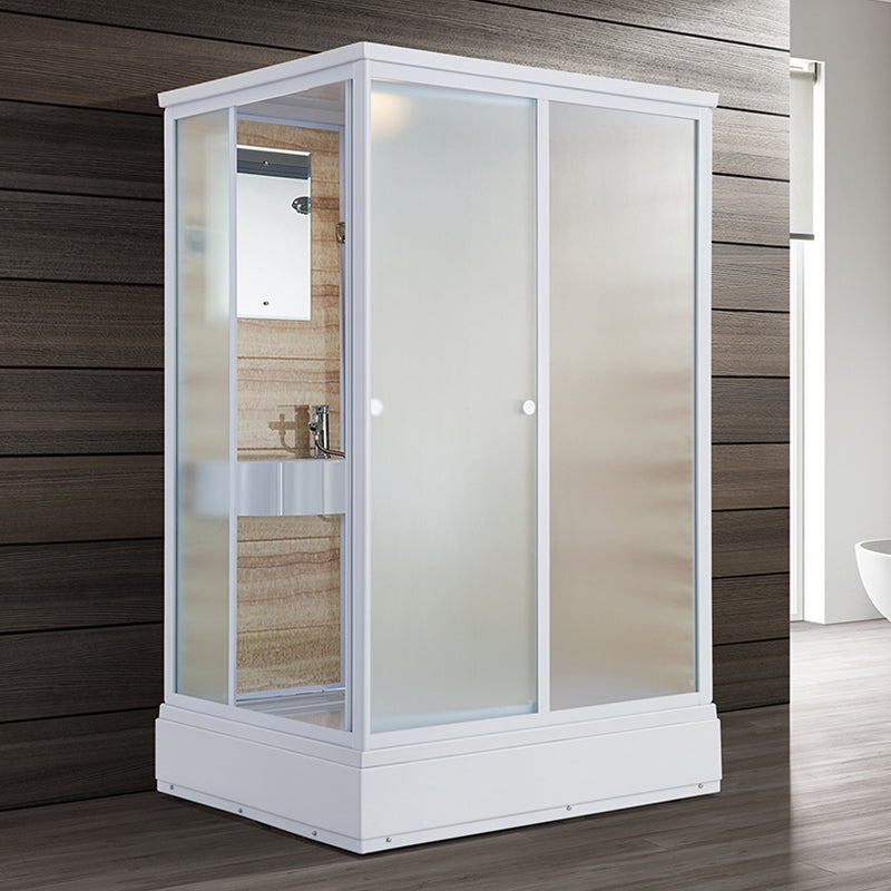 Clear Rectangle Shower Stall Modern Single Sliding Shower Stall