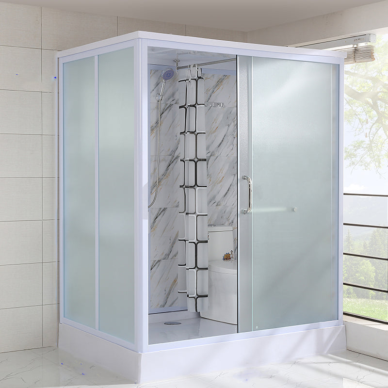 Clear Rectangle Shower Stall Modern Single Sliding Shower Stall