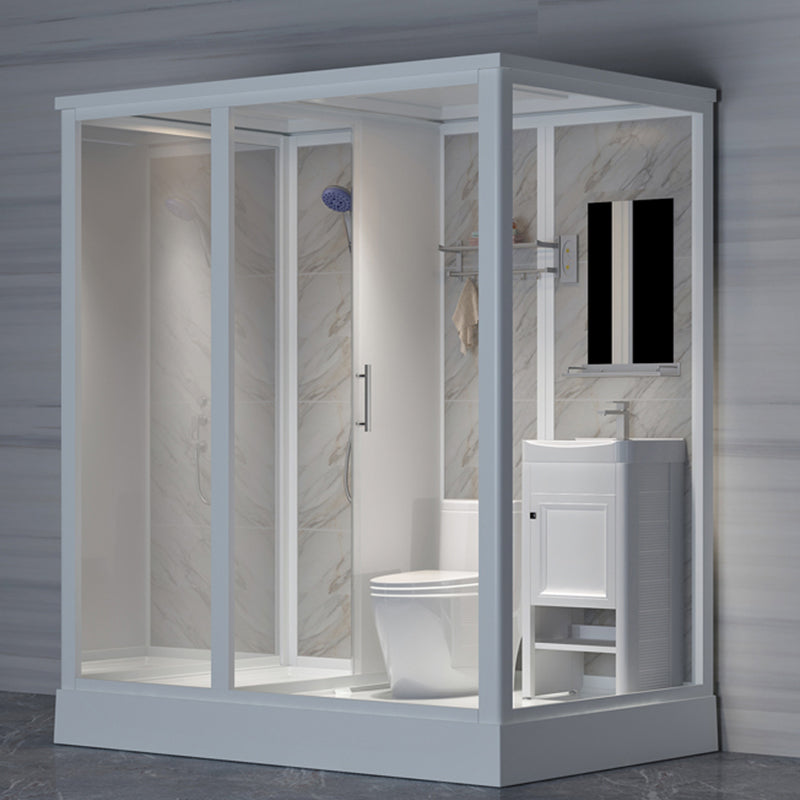 Clear Rectangle Shower Stall Modern Single Sliding Shower Stall