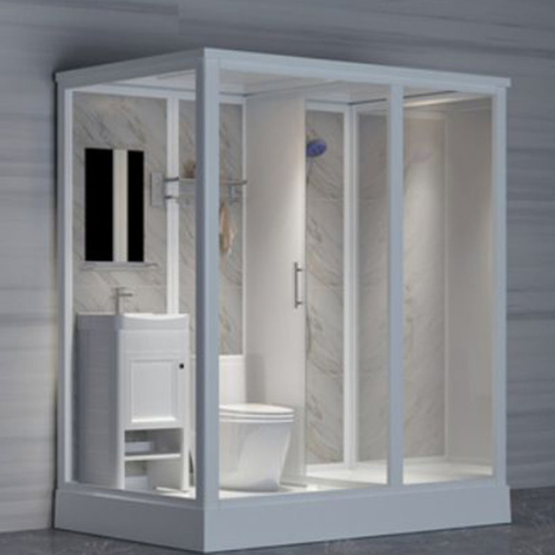 Clear Rectangle Shower Stall Modern Single Sliding Shower Stall