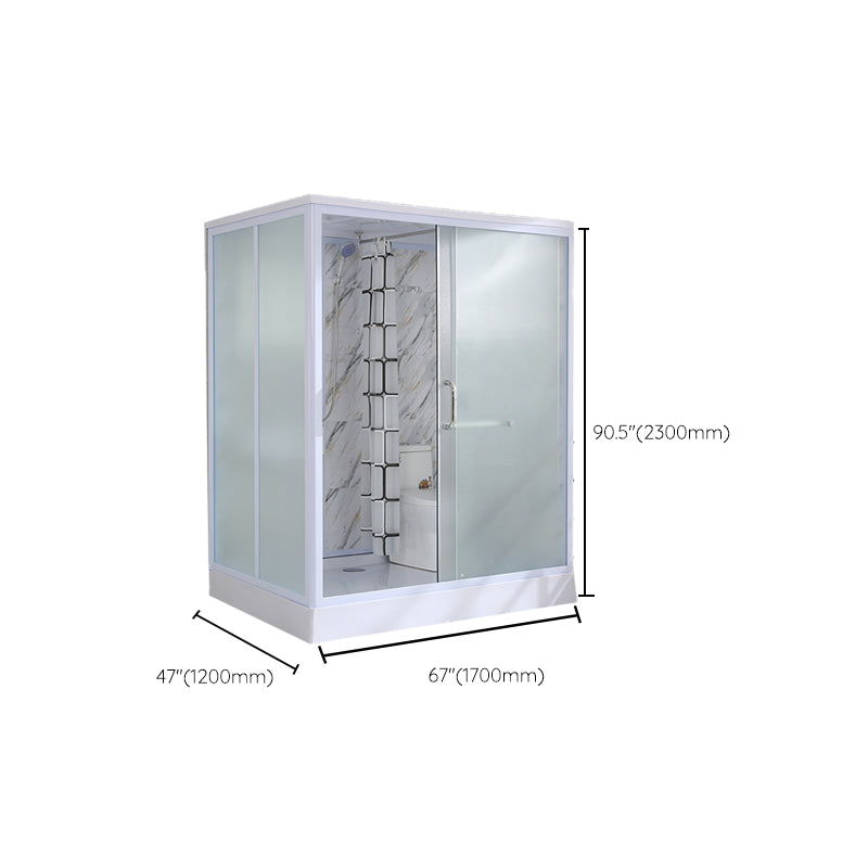 Clear Rectangle Shower Stall Modern Single Sliding Shower Stall