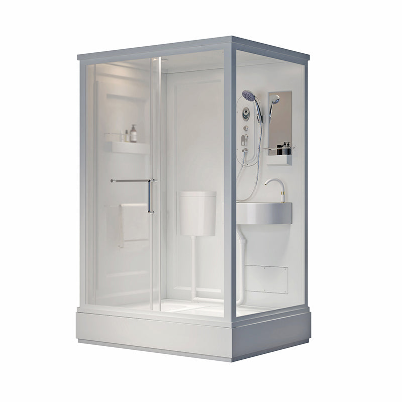 Contemporary Shower Stall Frosted Tempered Glass Rectangle Shower Stall with Ceiling