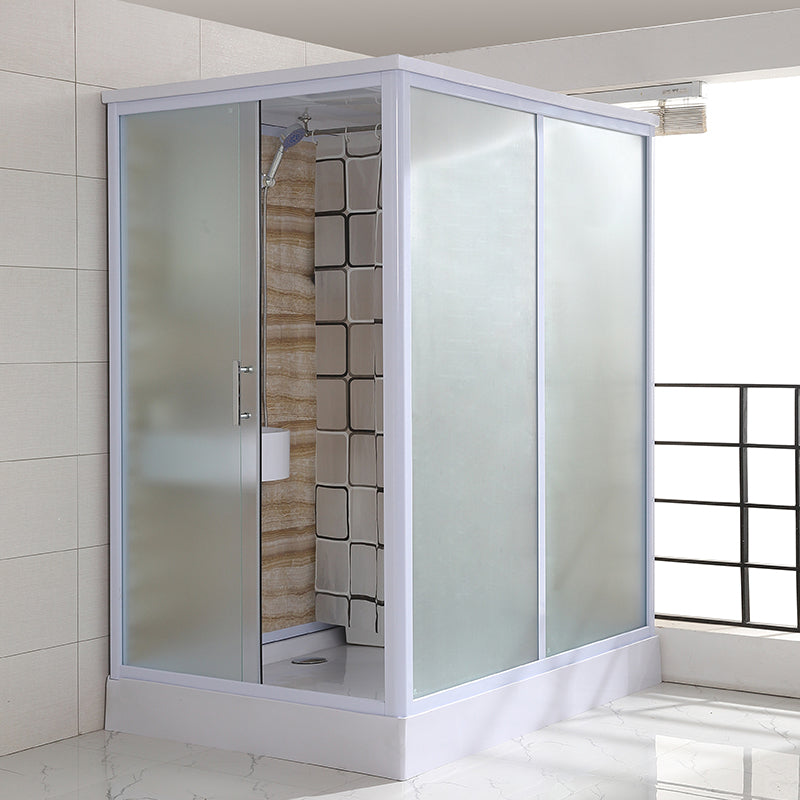 Contemporary Shower Stall Frosted Tempered Glass Rectangle Shower Stall with Ceiling