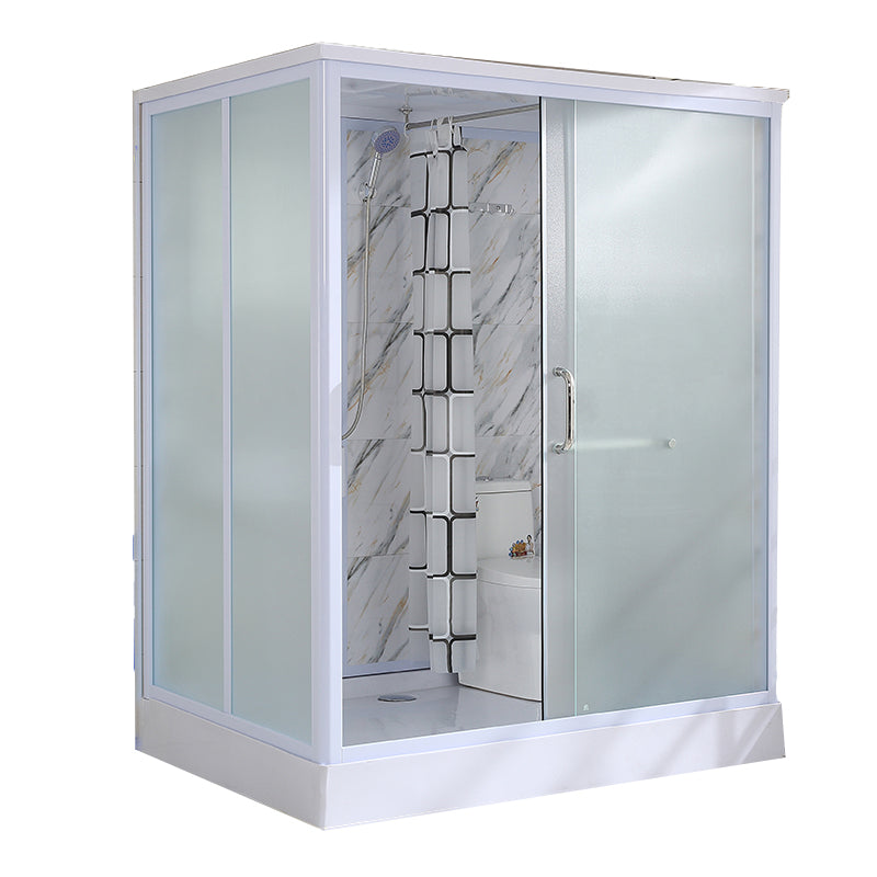 Contemporary Shower Stall Frosted Tempered Glass Rectangle Shower Stall with Ceiling