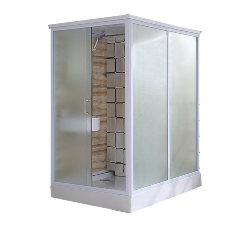 Contemporary Shower Stall Frosted Tempered Glass Rectangle Shower Stall with Ceiling