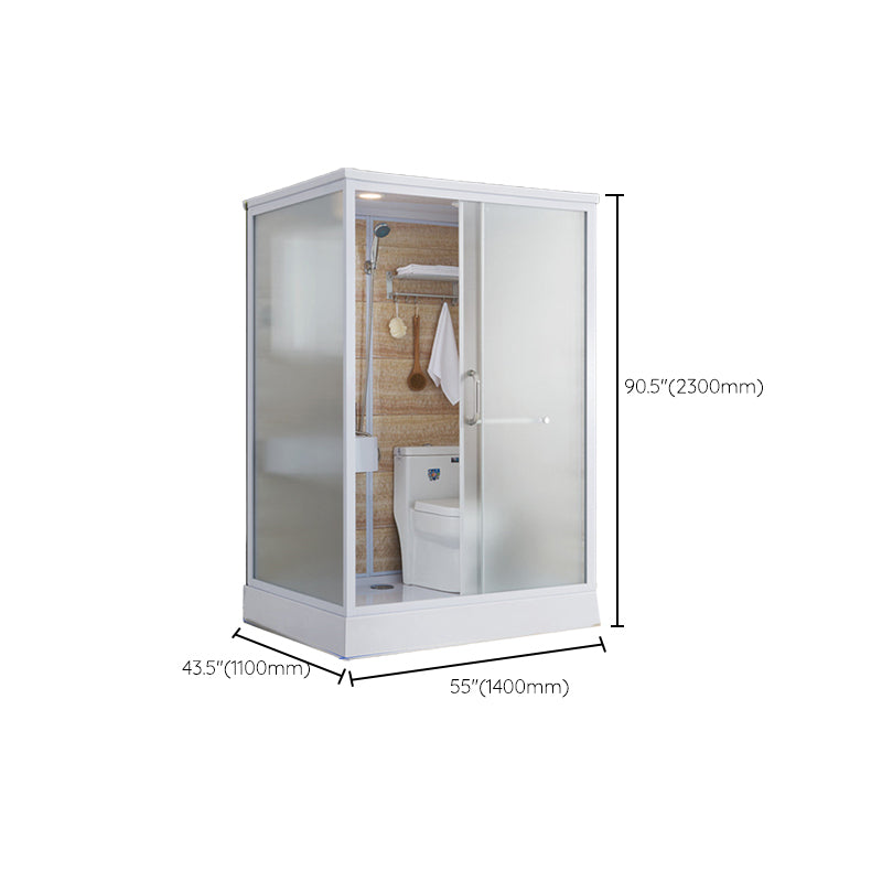 Contemporary Shower Stall Frosted Tempered Glass Rectangle Shower Stall with Ceiling