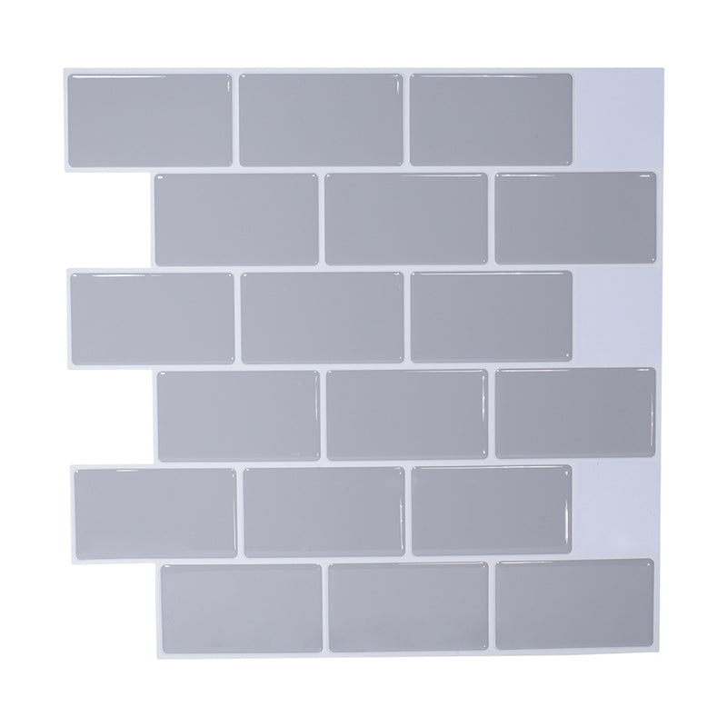 Plain Peel & Stick Tile Scratch Resistant Plastic Peel and Stick Subway Tile for Shower