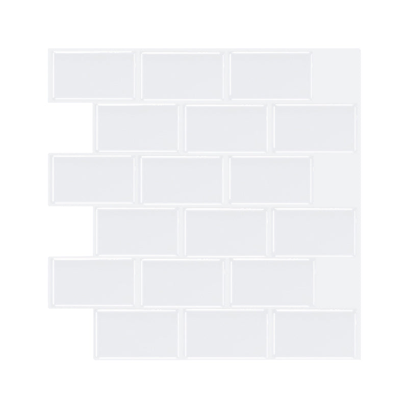 Plain Peel & Stick Tile Scratch Resistant Plastic Peel and Stick Subway Tile for Shower