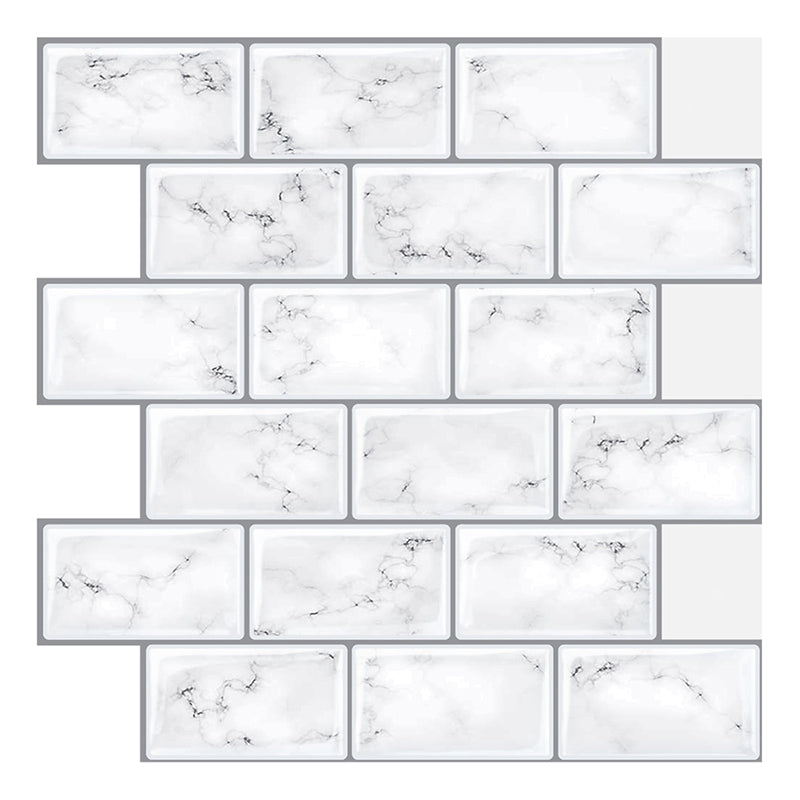 Plain Peel & Stick Tile Scratch Resistant Plastic Peel and Stick Subway Tile for Shower