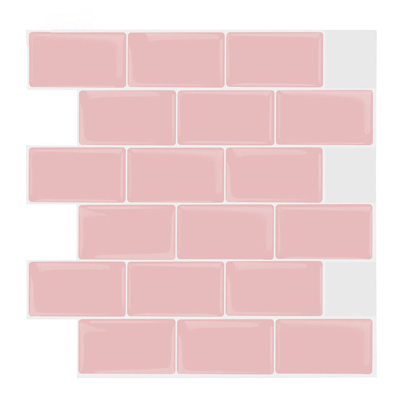 Plain Peel & Stick Tile Scratch Resistant Plastic Peel and Stick Subway Tile for Shower