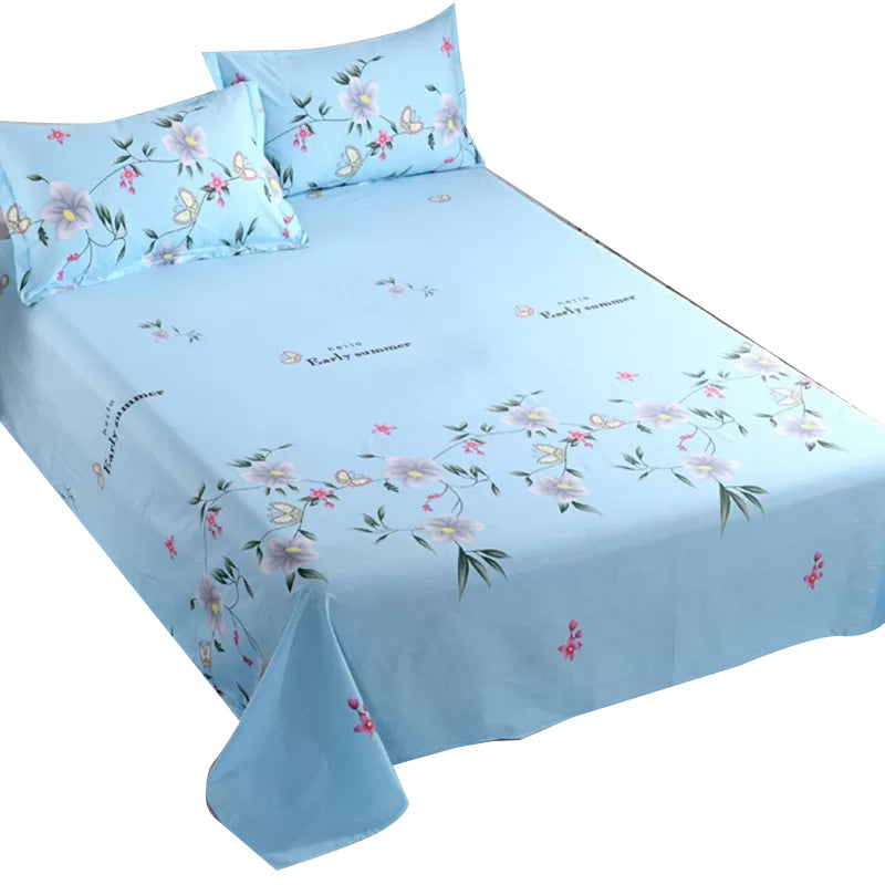 Cotton Twill Bed Sheet 1 Piece Breathable Floral Fitted Sheet
