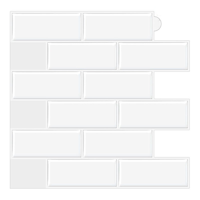 Tile-Peel & Stick Rectangle Waterproof Solid Plastic Peel & Stick Subway Tile for Shower