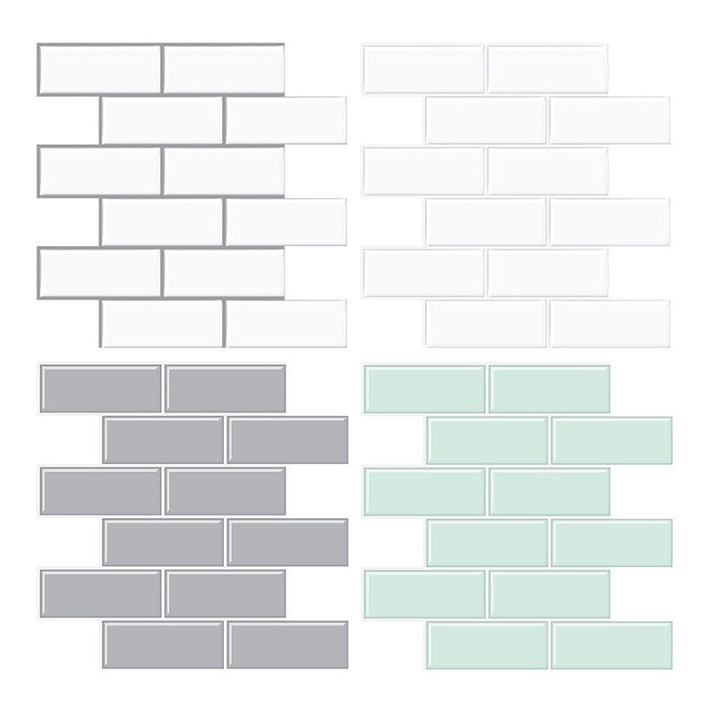 Tile-Peel & Stick Rectangle Waterproof Solid Plastic Peel & Stick Subway Tile for Shower