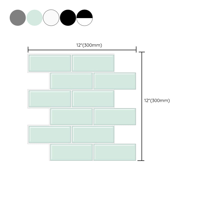 Tile-Peel & Stick Rectangle Waterproof Solid Plastic Peel & Stick Subway Tile for Shower