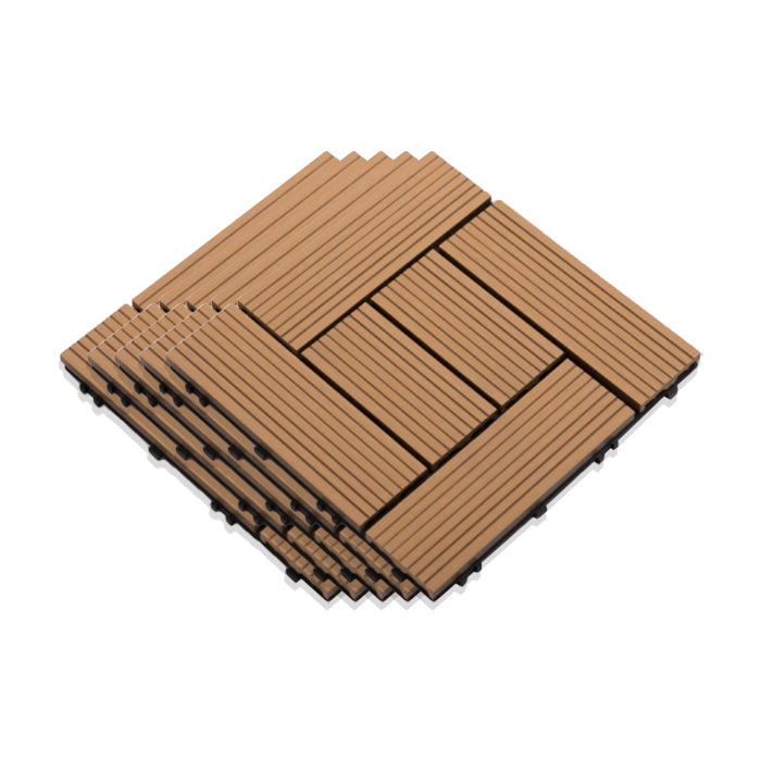 Interlocking Composite Deck Tile Outdoor Patio 11.8" x 11.8" Decktile